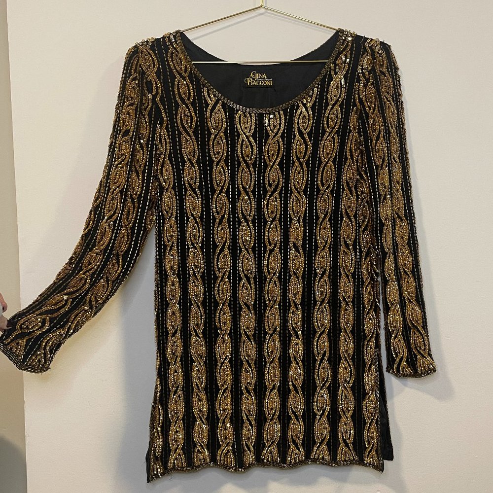 Gina Bacconi Beaded/Sequined Tunic